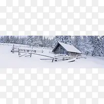 高清摄影小房子冬季雪景