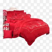 高清摄影红色的家纺床单