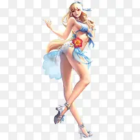 卡通泳装黄发女孩
