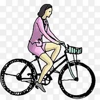 骑车美女人物景观