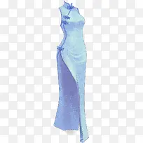 彩绘蓝色旗袍