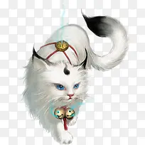 蓝眼挂铃铛白狐