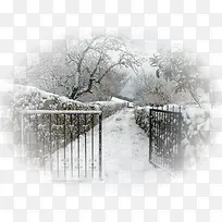 小巷雪景 铁门