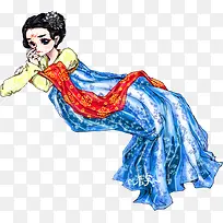 手绘汉服女孩海报