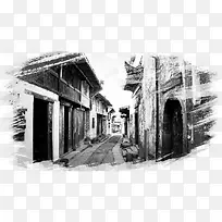小巷子素描画