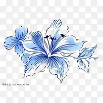 手绘蓝花