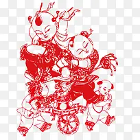 剪纸小孩