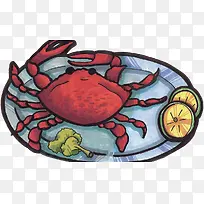 手绘烹饪螃蟹图