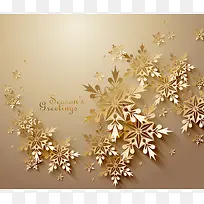 金色圣诞雪花祝福卡矢量背景素材