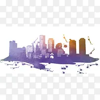 点墨城市剪影海报背景