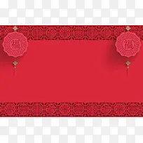中式红色简约剪纸春节节日背景素材