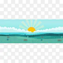 扁平风景插画素材下载背景