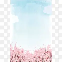 粉色文艺桃花林夏季上新海报背景素材