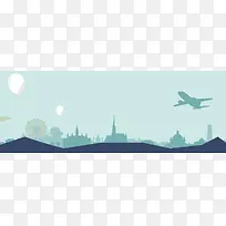 旅行扁平蓝色海报banner背景