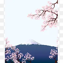 矢量日本富士山樱花旅游背景