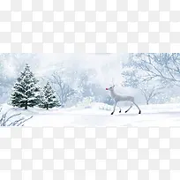 圣诞节麋鹿文艺雪地banner