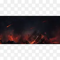 火山科幻红色影视海报背景