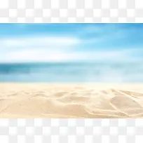 蓝色大海沙滩海边夏天小清新素材浪漫背景