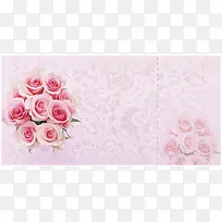粉色温馨浪漫立体玫瑰花朵花店代金券背景