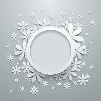 立体白色小雏菊花纹边框背景素材