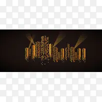 方格城市夜景矢量图