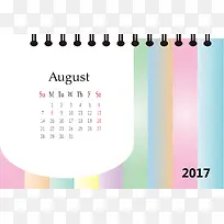 日历2017年8月挂历日期时间色彩