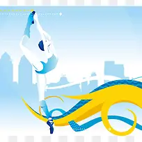 美式体育运动员比赛艺术体操画册海报背景