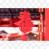 春节剪纸喜庆红色背景