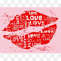 浪漫创意情人节红唇爱心海报背景素材