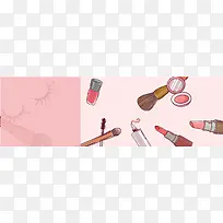 卡通手绘美妆粉色banner
