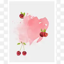 水果樱桃矢量海报背景模板
