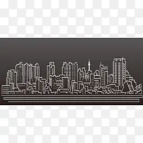 手绘城市建筑剪影banner