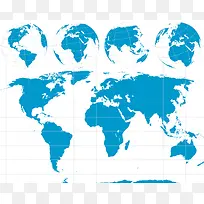 世界地图与地球简约矢量背景素材