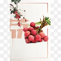 荔枝水果夏日清凉海报背景素材