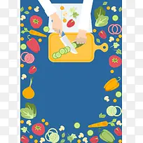 矢量扁平化做菜厨房美食俯视背景