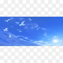 蓝天白云和平鸽背景
