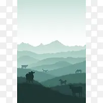 矢量森林剪影海报背景