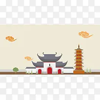 中国风古典建筑海报背景素材
