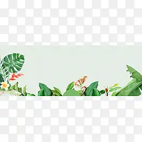 春天文艺植物纹理绿色banner