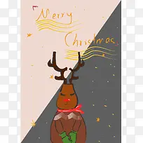 圣诞节手绘麋鹿