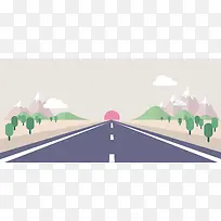 扁平化手绘透视公路