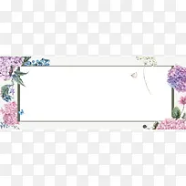 卡通手绘绣球花紫色banner