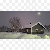 自然风光月光雪景