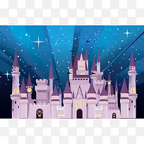 矢量梦幻手绘卡通童话城堡背景