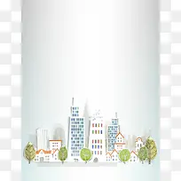 矢量创意折纸城市绿化背景素材
