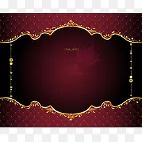 矢量红色欧式花纹鎏金边框背景