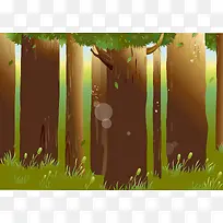 矢量卡通手绘插画森林背景素材