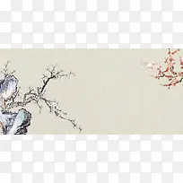 中国风水墨宣纸山水背景图