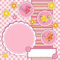 卡通粉色鸟相框背景素材