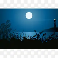 欧式精美夜晚明月风景画册矢量背景素材